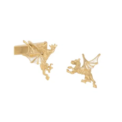 Simon Kemp Jewellers Men's Dragon Cufflinks Eighteen Carat Gold On Sterling Silver