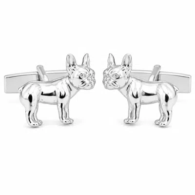 Simon Kemp Jewellers Men's French Bulldog Cufflinks In Solid Sterling Silver