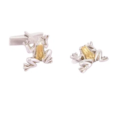 Simon Kemp Jewellers Men's Frog Cufflinks Eighteen Carat Gold On Silver