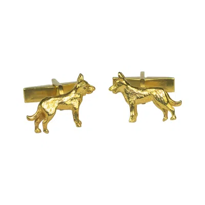 Simon Kemp Jewellers Men's German Shepherd Alsatian Cufflinks Eighteen Carat Gold On Solid Sterling Silver