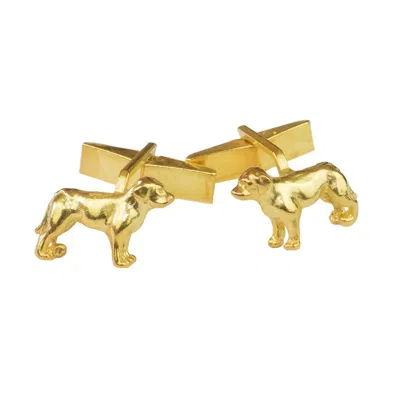 Simon Kemp Jewellers Men's Golden Labrador Cufflinks In Eighteen Carat Gold On Solid Sterling Silver