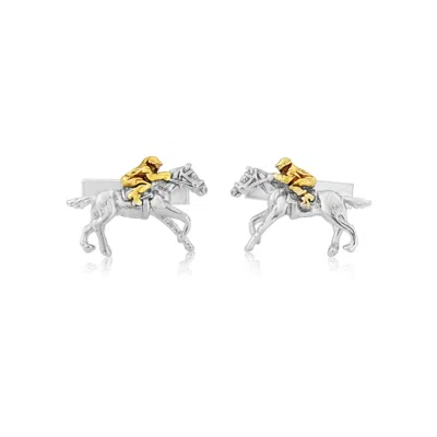 Simon Kemp Jewellers Men's Horse And Jockey Cufflinks Eighteen Carat Gold And Silver