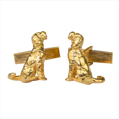 Simon Kemp Jewellers Men's Labradoodle Cufflinks Eighteen Carat Gold On Solid Recycled Sterling Silver In Metallic
