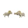Simon Kemp Jewellers Men's Ram Cufflinks In Solid Sterling Silver And Eighteen Carat Gold