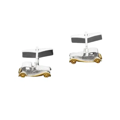 Simon Kemp Jewellers Men's Rolls Royce Cufflinks In Sterling Silver And Eighteen Carat Gold