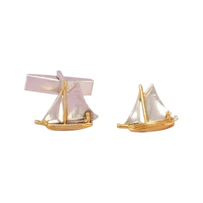 Simon Kemp Jewellers Men's Sailboat Cufflinks Eighteen Carat Gold On Sterling Silver