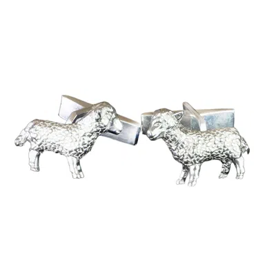 Simon Kemp Jewellers Men's Sheep Cufflinks In Recycled Solid Sterling Silver