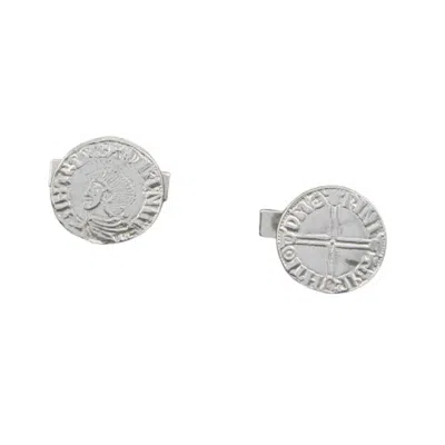 Simon Kemp Jewellers Men's Viking Coin Cufflinks In Solid Sterling Silver