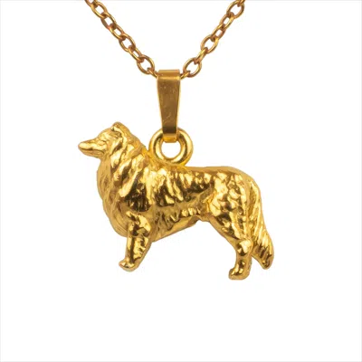 Simon Kemp Jewellers Women's Collie Dog Pendant Eighteen Carat Gold On Solid Recycled Sterling Silver