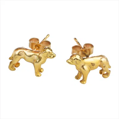 Simon Kemp Jewellers Women's Golden Labrador Stud Earrings Eighteen Carat Gold On Solid Sterling Silver