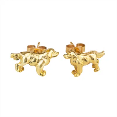 Simon Kemp Jewellers Women's Golden Retriever Stud Earrings Eighteen Carat Gold On Solid Sterling Silver