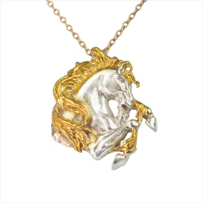 Simon Kemp Jewellers Women's Horse Head Pendant Eighteen Carat Gold On Solid Sterling Silver