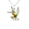 Simon Kemp Jewellers Women's Hummingbird Pendant In Eighteen Carat Gold On Solid Sterling Silver In Silver