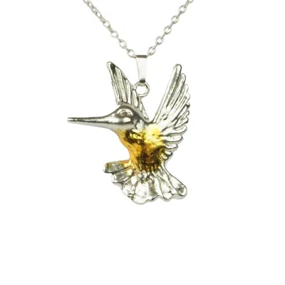 Simon Kemp Jewellers Women's Hummingbird Pendant In Eighteen Carat Gold On Solid Sterling Silver