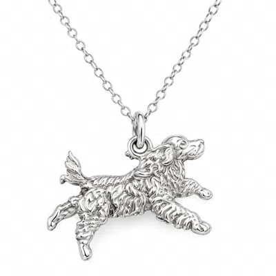 Simon Kemp Jewellers Women's Leaping Spaniel Pendant In Recycled Sterling Silver