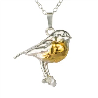 Simon Kemp Jewellers Women's Robin Pendant Solid Sterling Silver And Eighteen Carat Gold