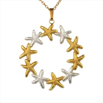 Simon Kemp Jewellers Women's Starfish Pendant Eighteen Carat Gold On Sterling Silver