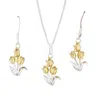 Simon Kemp Jewellers Women's Tulip Set Of Matching Necklace And Earrings Eighteen Carat Gold On Silver