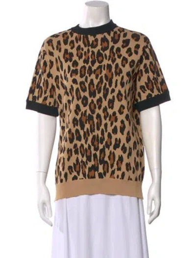 Pre-owned Simon Miller Animal Print Crew Neck Top In Multi