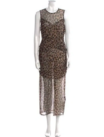 Pre-owned Simon Miller Animal Print Long Dress In Brown