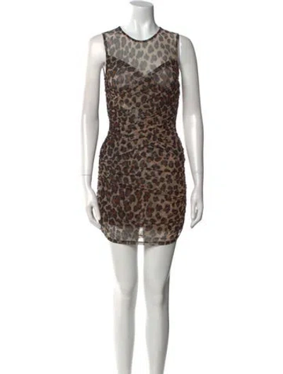 Pre-owned Simon Miller Animal Print Long Dress In Brown