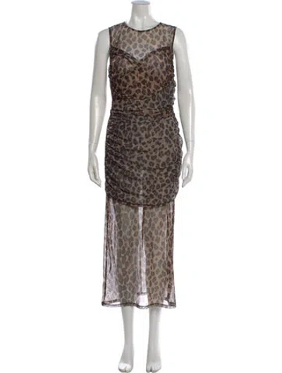 Pre-owned Simon Miller Animal Print Long Dress In Brown