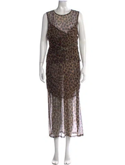 Pre-owned Simon Miller Animal Print Long Dress In Brown