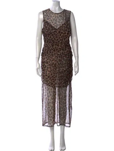 Pre-owned Simon Miller Animal Print Long Dress In Brown