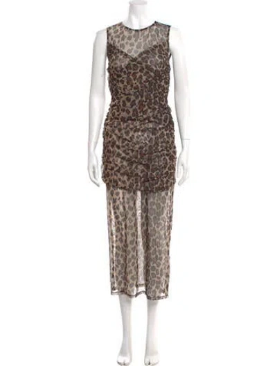 Pre-owned Simon Miller Animal Print Long Dress W/ Tags In Brown