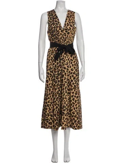 Pre-owned Simon Miller Animal Print Long Dress W/ Tags In Brown