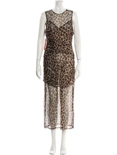 Pre-owned Simon Miller Animal Print Midi Length Dress In Brown