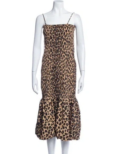 Pre-owned Simon Miller Animal Print Midi Length Dress In Brown