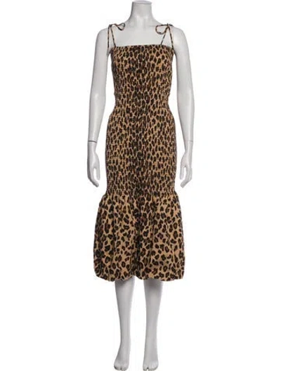 Pre-owned Simon Miller Animal Print Midi Length Dress In Brown