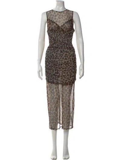 Pre-owned Simon Miller Animal Print Midi Length Dress W/ Tags In Brown