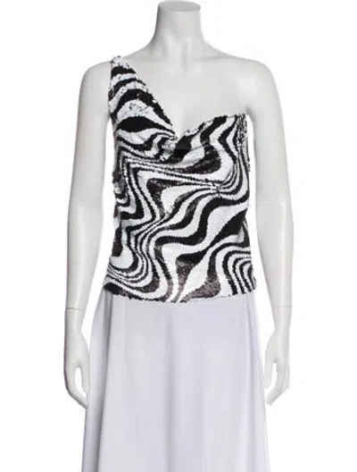 Pre-owned Simon Miller Animal Print One-shoulder Top In Black