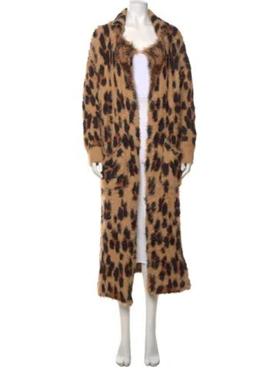 Pre-owned Simon Miller Animal Print Scoop Neck Sweater W/ Tags In Brown