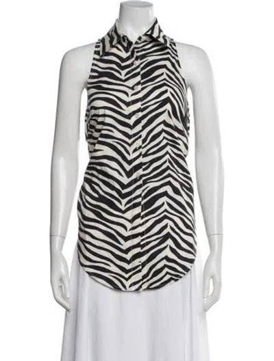 Pre-owned Simon Miller Animal Print Sleeveless Button-up Top In Neutrals