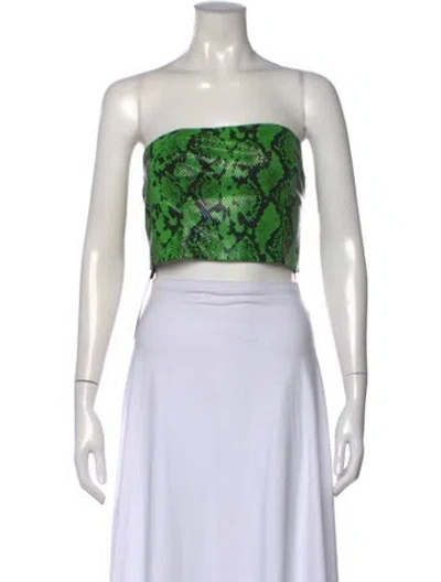 Pre-owned Simon Miller Animal Print Strapless Crop Top W/ Tags In Green