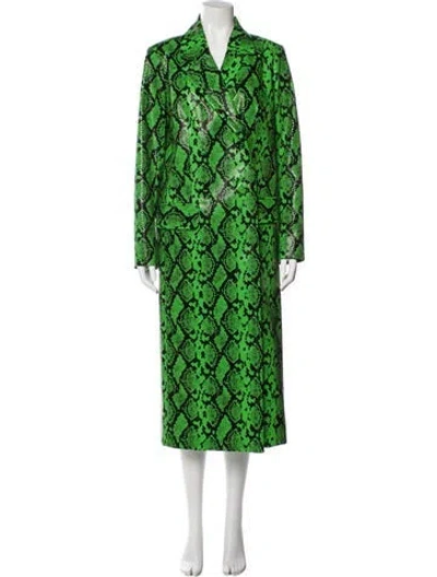 Pre-owned Simon Miller Animal Print Trench Coat In Green