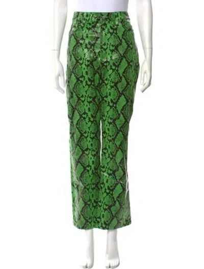 Pre-owned Simon Miller Animal Print Wide Leg Pants In Green