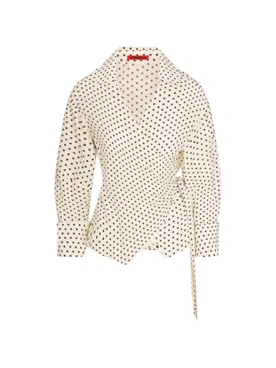 Simon Miller Anya Polka-dot Wrap Blouse In Neutral