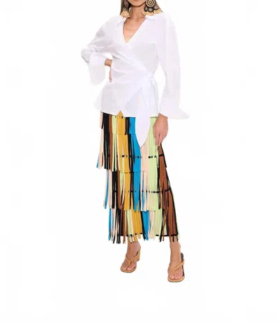Simon Miller Anya Poplin Wrap Top In Macadamia White In Multi