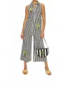Simon Miller Ari Poplin Wide Leg Pant In Black/white Stripe In Multi