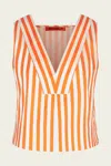 Simon Miller Arro Sleeveless Poplin Top In Coral Cabana Stripe