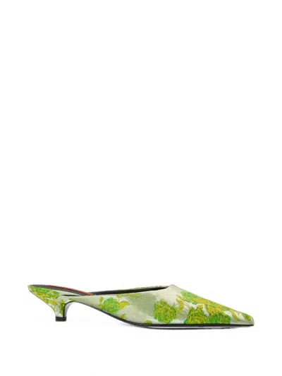 Simon Miller Arrow Floral-print Mules In Green