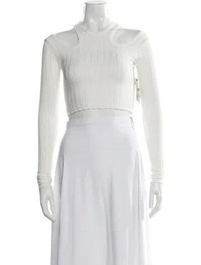 Pre-owned Simon Miller Asymmetrical Long Sleeve Crop Top In White
