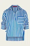 Simon Miller Ayre Cropped Poplin Top In Blue Stripe