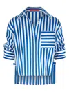Simon Miller Ayre Cropped Poplin Top In Blue Stripe In Multi