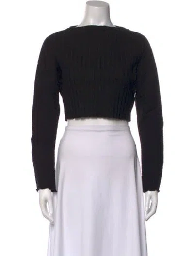 Pre-owned Simon Miller Bateau Neckline Long Sleeve Crop Top In Black
