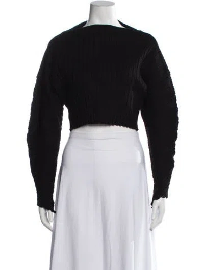 Pre-owned Simon Miller Bateau Neckline Long Sleeve Crop Top In Black